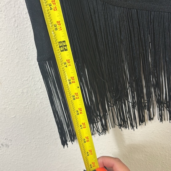 NWT Lulus Out For the Evening Black Fringe Long Sleeve Bodycon Dress size Small - Picture 9 of 13